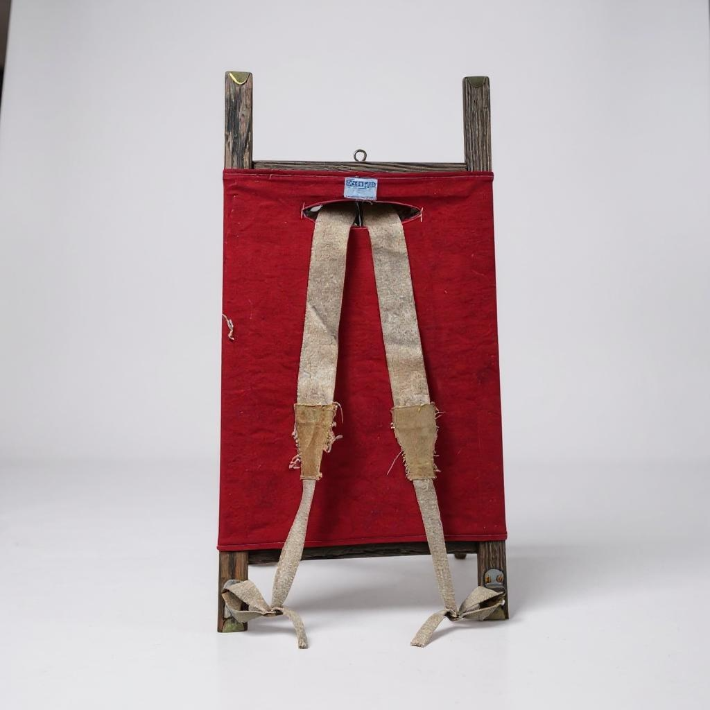 Comstock and Company red wooden pack board straps for deer pack mounts, bear pack mounts and taxidermy display.