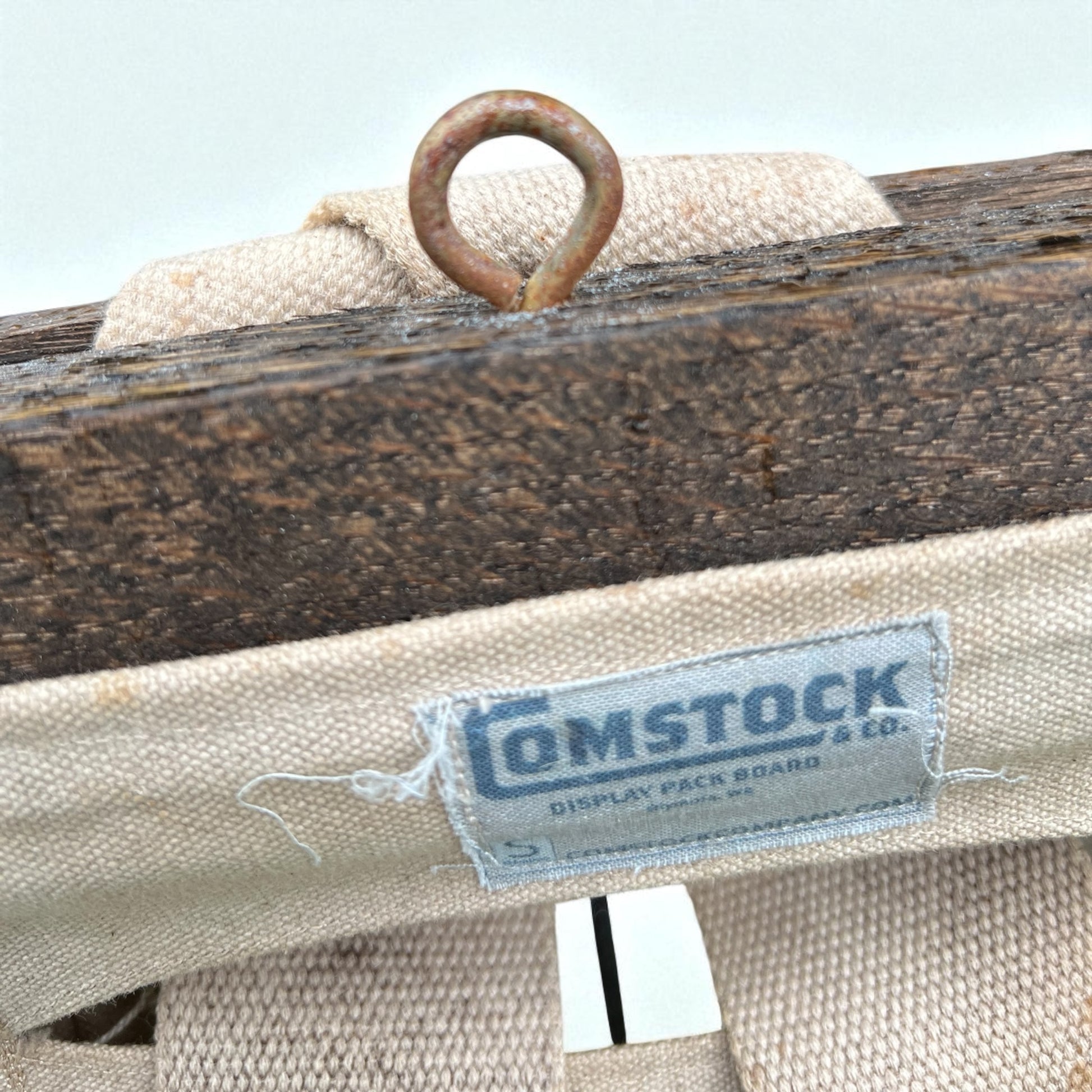 Comstock and Company aged tan wooden pack board for deer pack mounts, bear pack mounts and taxidermy display.