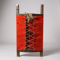Comstock and Company orange wood and canvas pack board for deer pack mounts, bear pack mounts and taxidermy display.